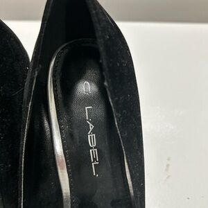 C Label Black Suede Pointed Toe Pump